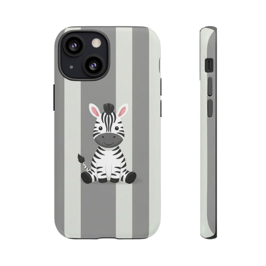 Baby Zebra Phone Case — Soft Grey Striped Protective Design Cover