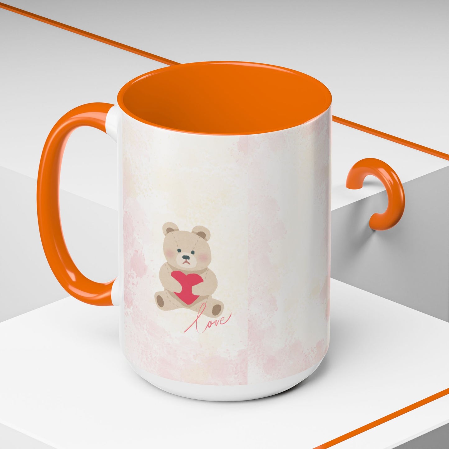 Pink Teddy Bear Heart Accent Coffee Mug (11/15oz)