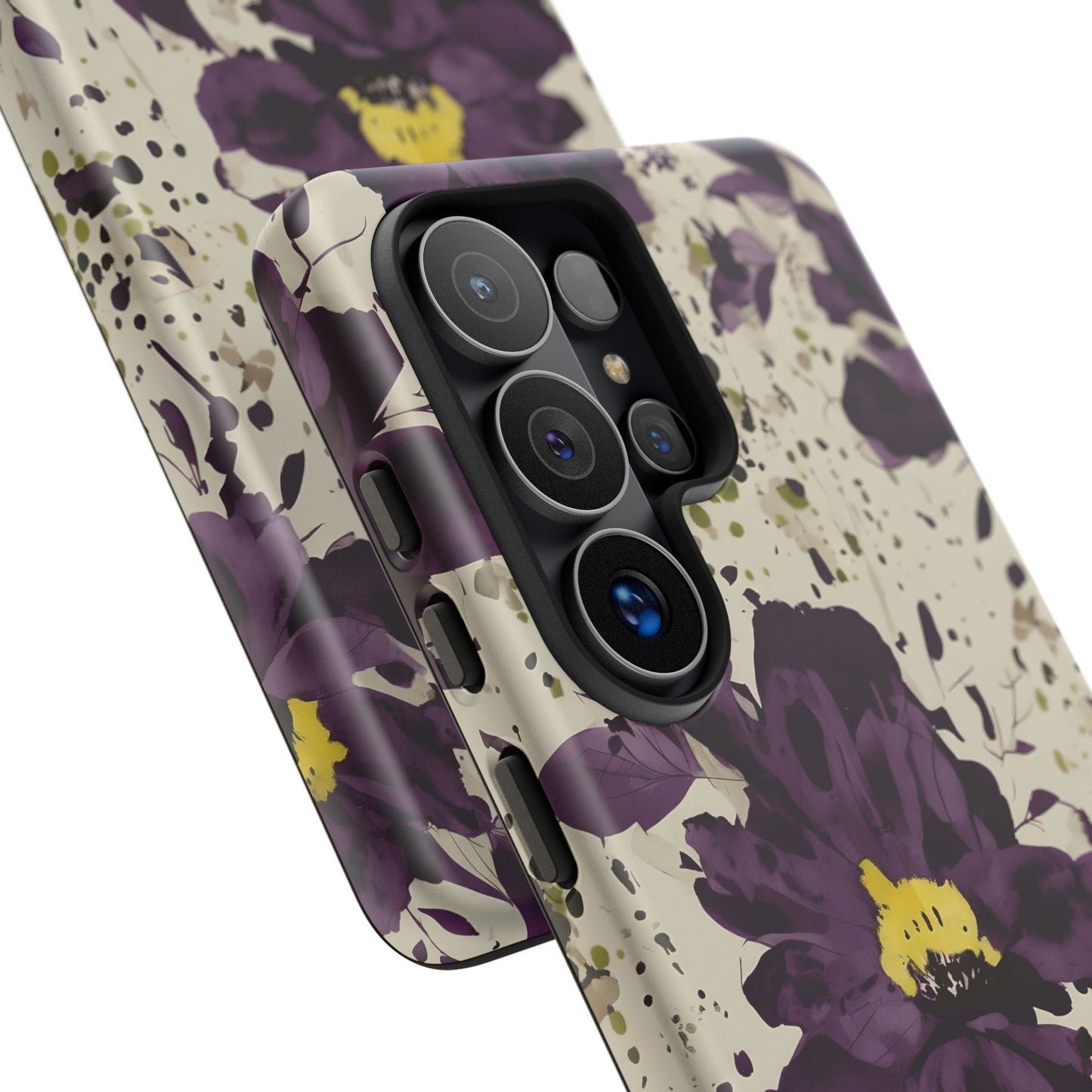Royral Purple Watercolor Floral Phone Case — Seamless Pastel Flower Protective Design Cover
