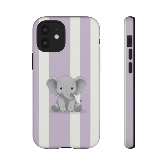 Baby Elephant Phone Case — Soft Purple Striped Protective Design Cover