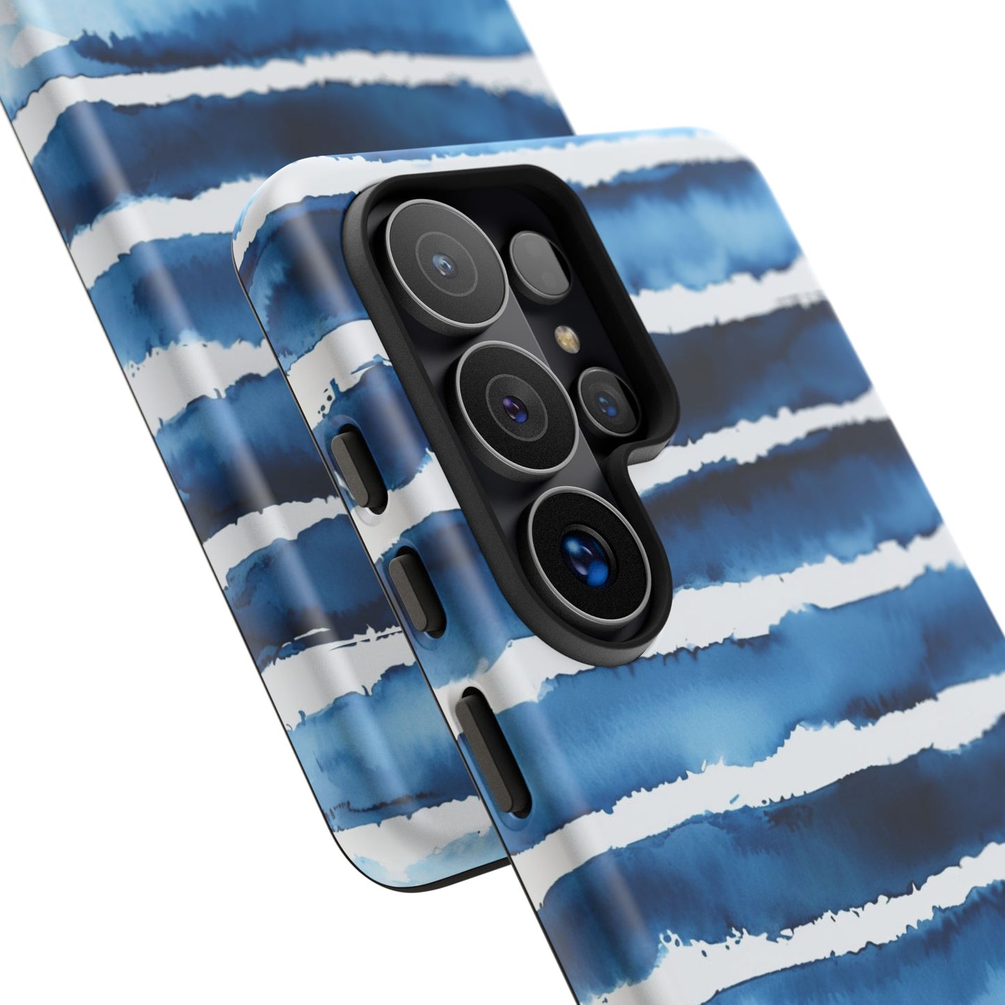 Blue & White Watercolor Stripe Tough Case
