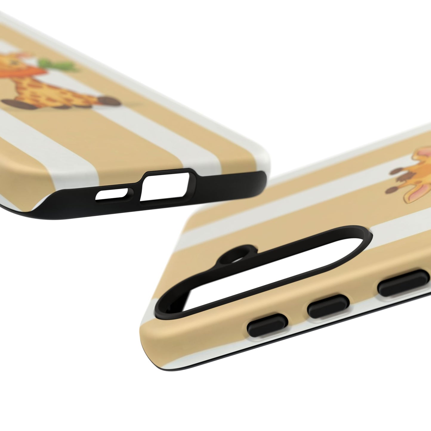 Baby Giraffe Eating Carrot Phone Case — Soft Yellow Striped Protective Design Cover