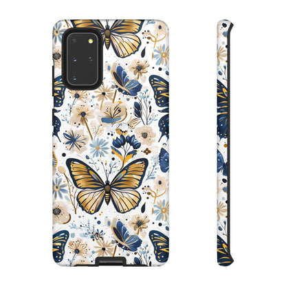 Navy & Gold Butterfly Floral Phone Case - Seamless Pattern Design Cover