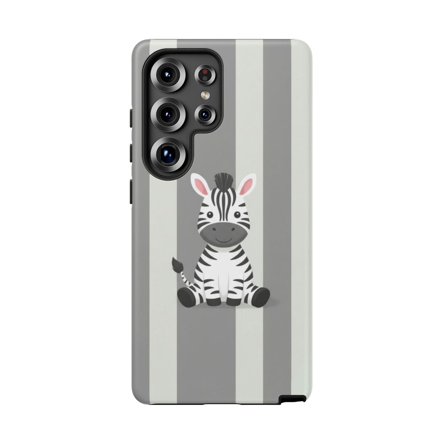 Baby Zebra Phone Case — Soft Grey Striped Protective Design Cover