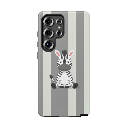 Baby Zebra Phone Case — Soft Grey Striped Protective Design Cover