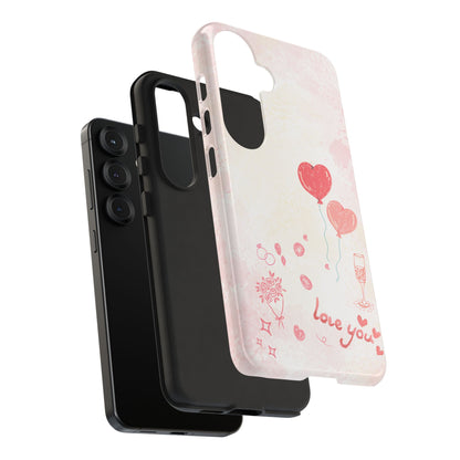 Valentine Heart Balloons Phone Case — "Love You" Romantic Protective Design Cover