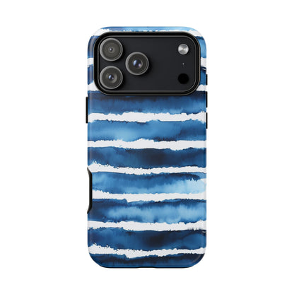Blue & White Watercolor Stripe Tough Case
