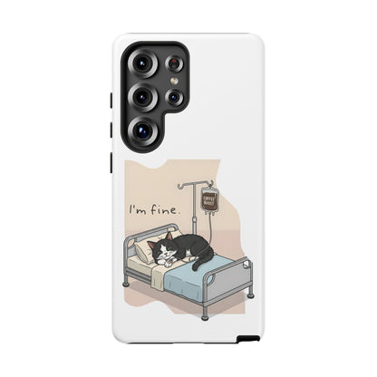 "I'm fine" Cat lying in bed - Tuxedo Cat Protective Design Cover