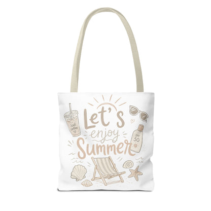 Let's Enjoy Summer Tote Bag — Beach Chair & Seashell Graphic