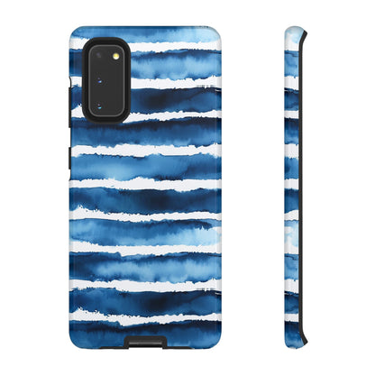 Blue & White Watercolor Stripe Tough Case
