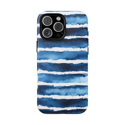 Blue & White Watercolor Stripe Tough Case