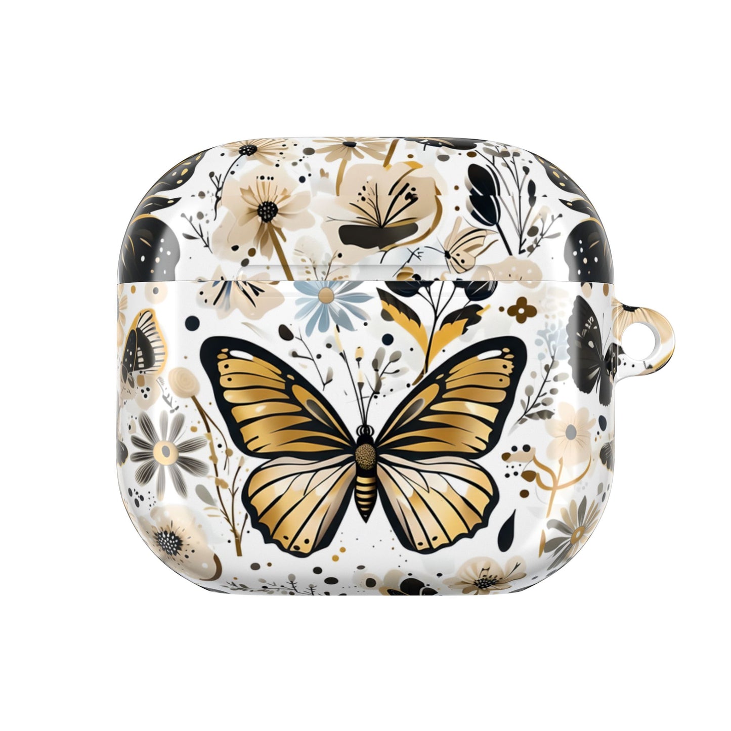 Gold & black Butterfly Floral AirPod Case — Decorative Charging Case