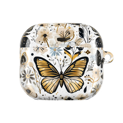 Gold & black Butterfly Floral AirPod Case — Decorative Charging Case