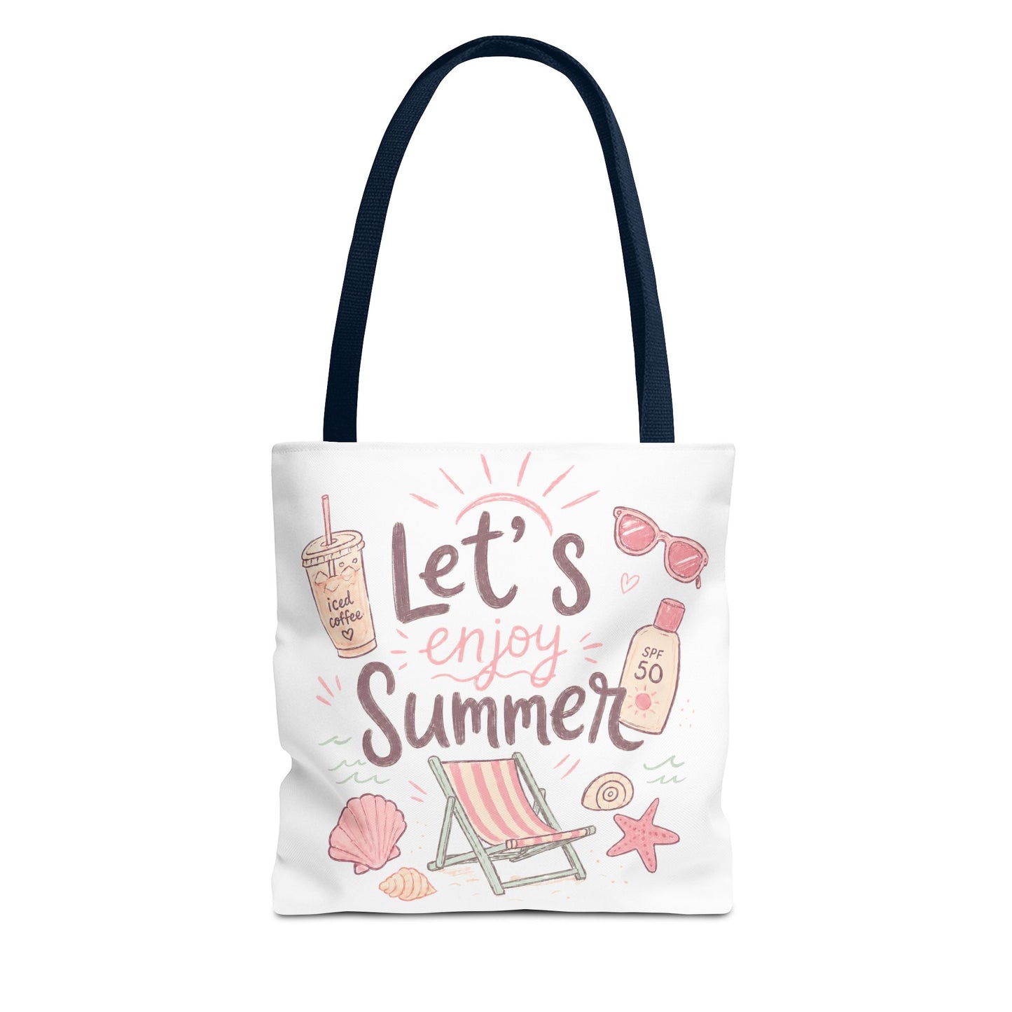 Let's Enjoy Summer Tote Bag — Beach Chair & Seashell Graphic
