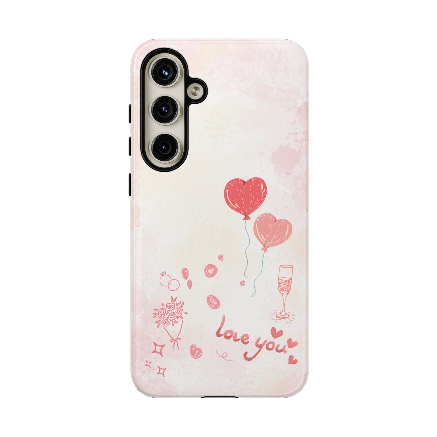 Valentine Heart Balloons Phone Case — "Love You" Romantic Protective Design Cover