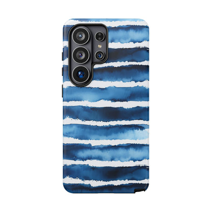 Blue & White Watercolor Stripe Tough Case