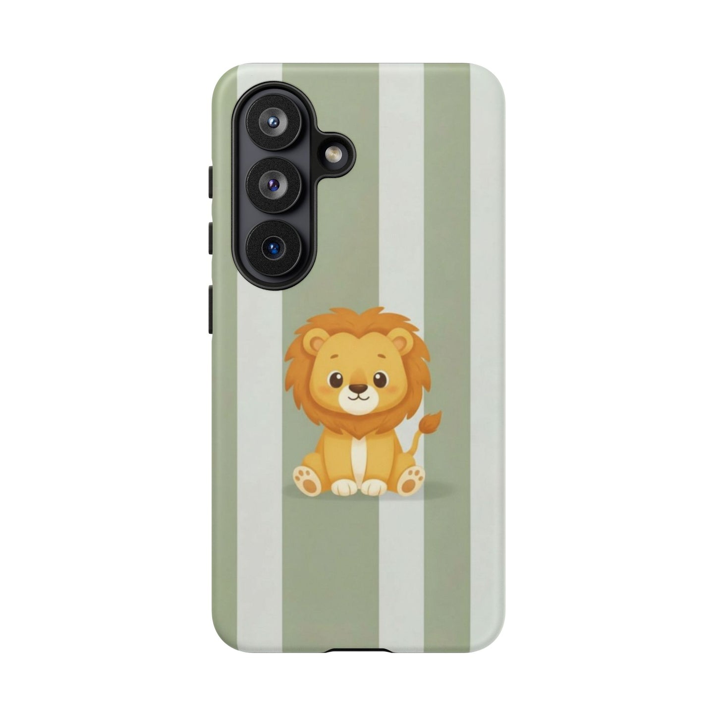 Baby Lion Phone Case — Olive green Striped Protective Design Cover