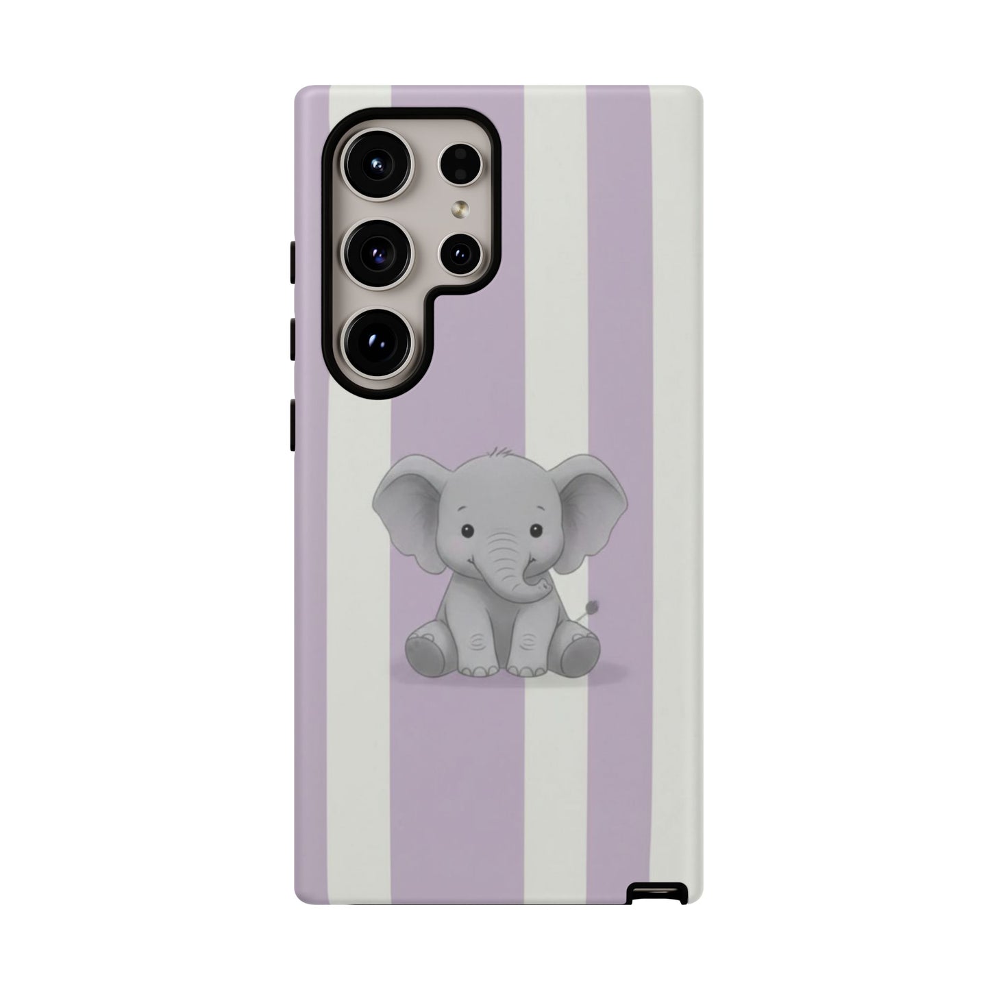 Baby Elephant Phone Case — Soft Purple Striped Protective Design Cover