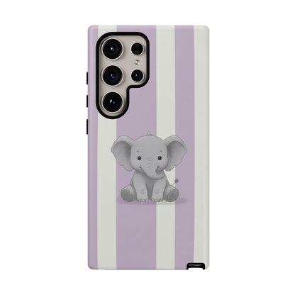 Baby Elephant Phone Case — Soft Purple Striped Protective Design Cover