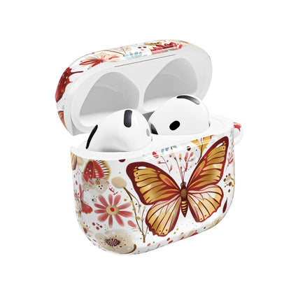 Gold & Red Butterfly Floral AirPod Case — Decorative Charging Case