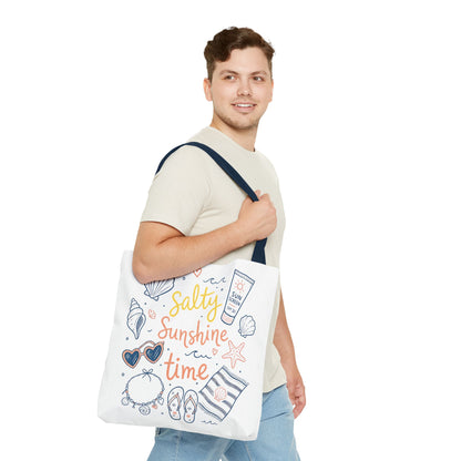 Beach Vibes Tote — "Salty Sunshine Time" Summer Beach Bag