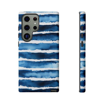 Blue & White Watercolor Stripe Tough Case