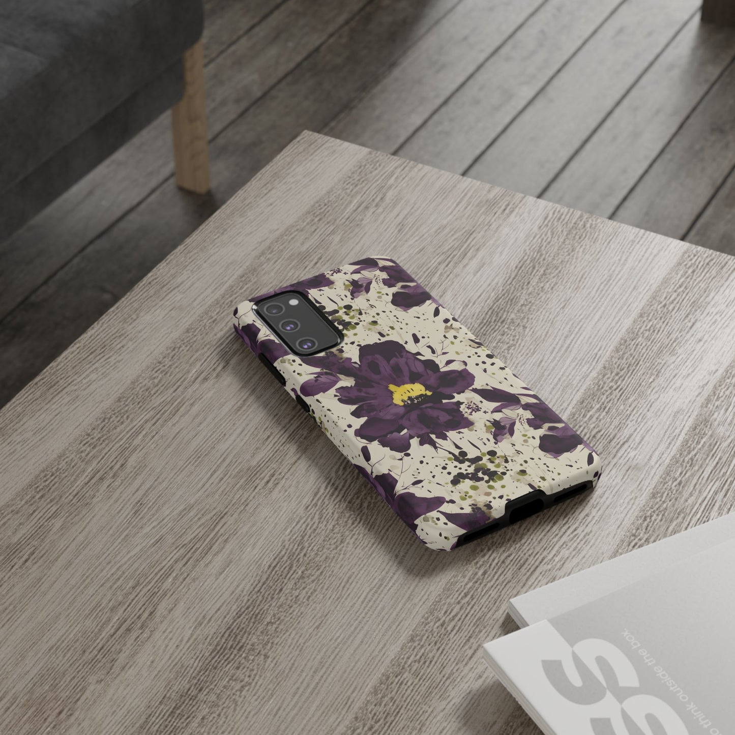Royral Purple Watercolor Floral Phone Case — Seamless Pastel Flower Protective Design Cover