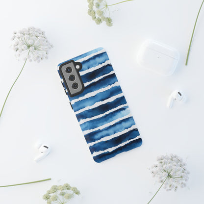 Blue & White Watercolor Stripe Tough Case
