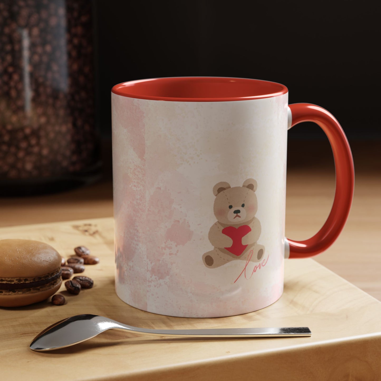 Pink Teddy Bear Heart Accent Coffee Mug (11/15oz)