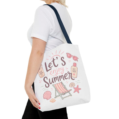 Let's Enjoy Summer Tote Bag — Beach Chair & Seashell Graphic