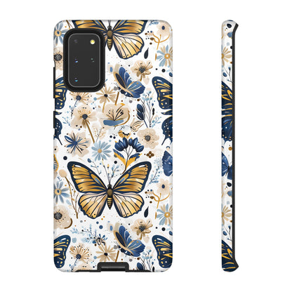 Navy & Gold Butterfly Floral Phone Case - Seamless Pattern Design Cover