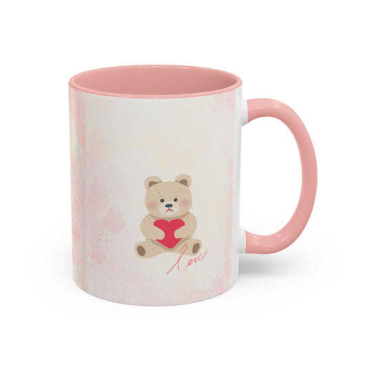 Pink Teddy Bear Heart Accent Coffee Mug (11/15oz)