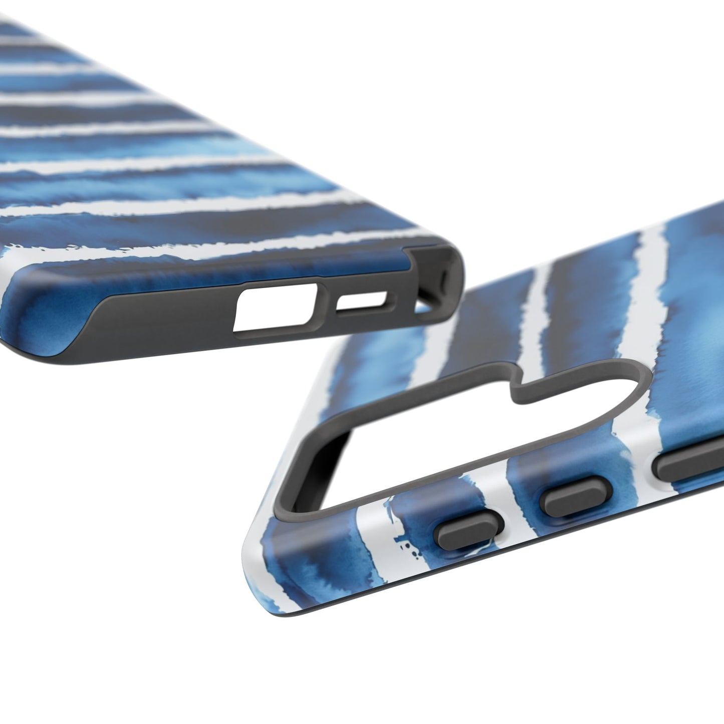 Blue & White Watercolor Stripe Tough Case