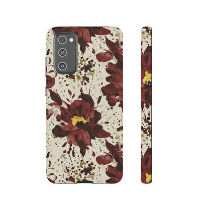 Royral Red Watercolor Floral Phone Case — Seamless Pastel Flower Protective Design Cover
