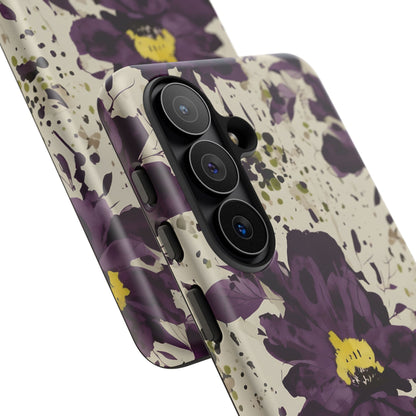 Royral Purple Watercolor Floral Phone Case — Seamless Pastel Flower Protective Design Cover
