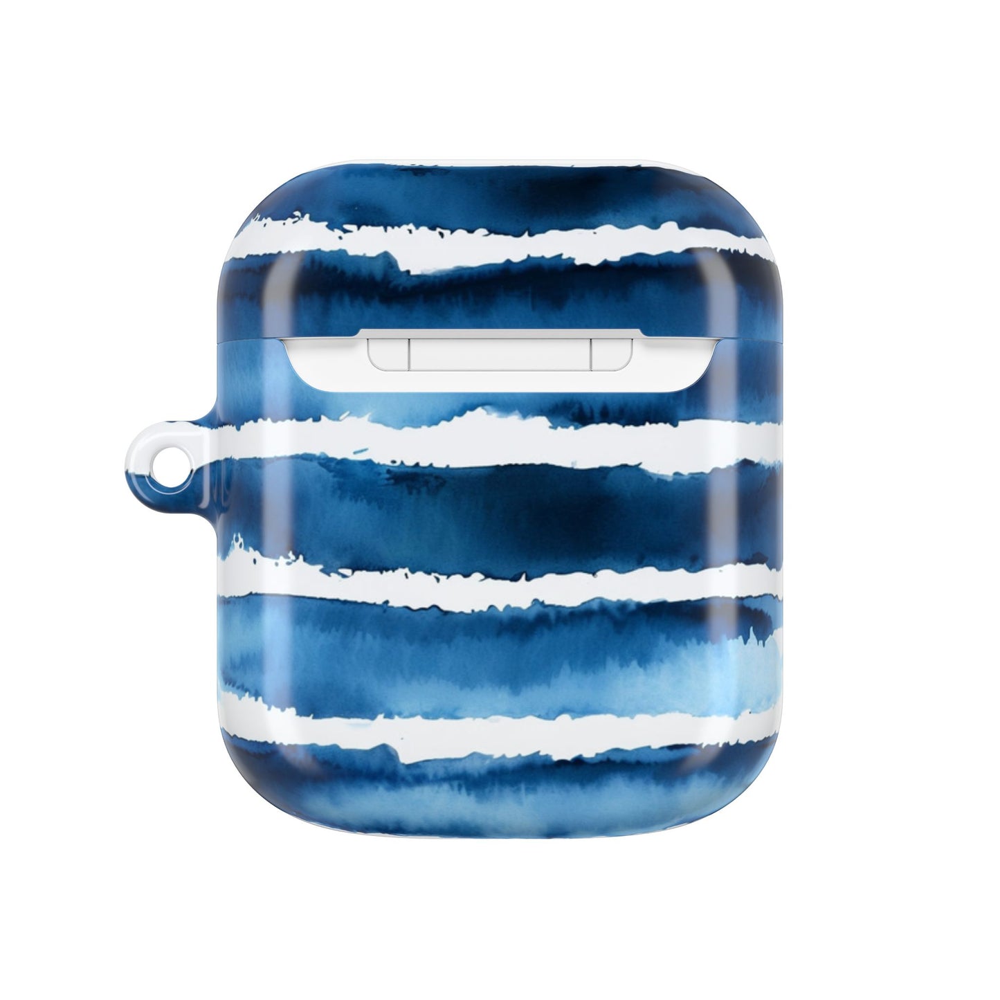 Blue Watercolor Stripe AirPod Case — Coastal Wave Protective Cover