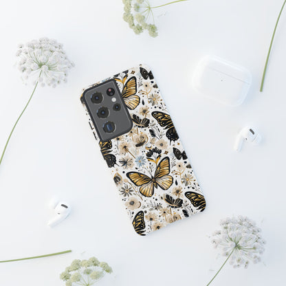 Black & Gold Butterfly Floral Phone Case - Seamless Pattern Design Cover