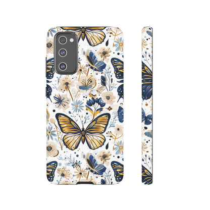 Navy & Gold Butterfly Floral Phone Case - Seamless Pattern Design Cover