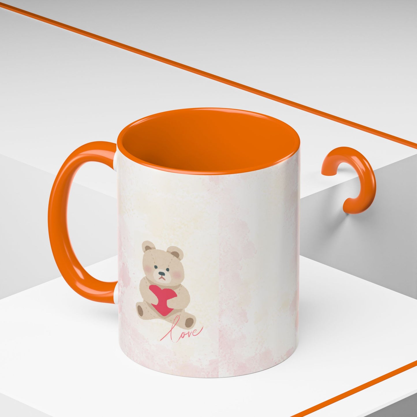Pink Teddy Bear Heart Accent Coffee Mug (11/15oz)
