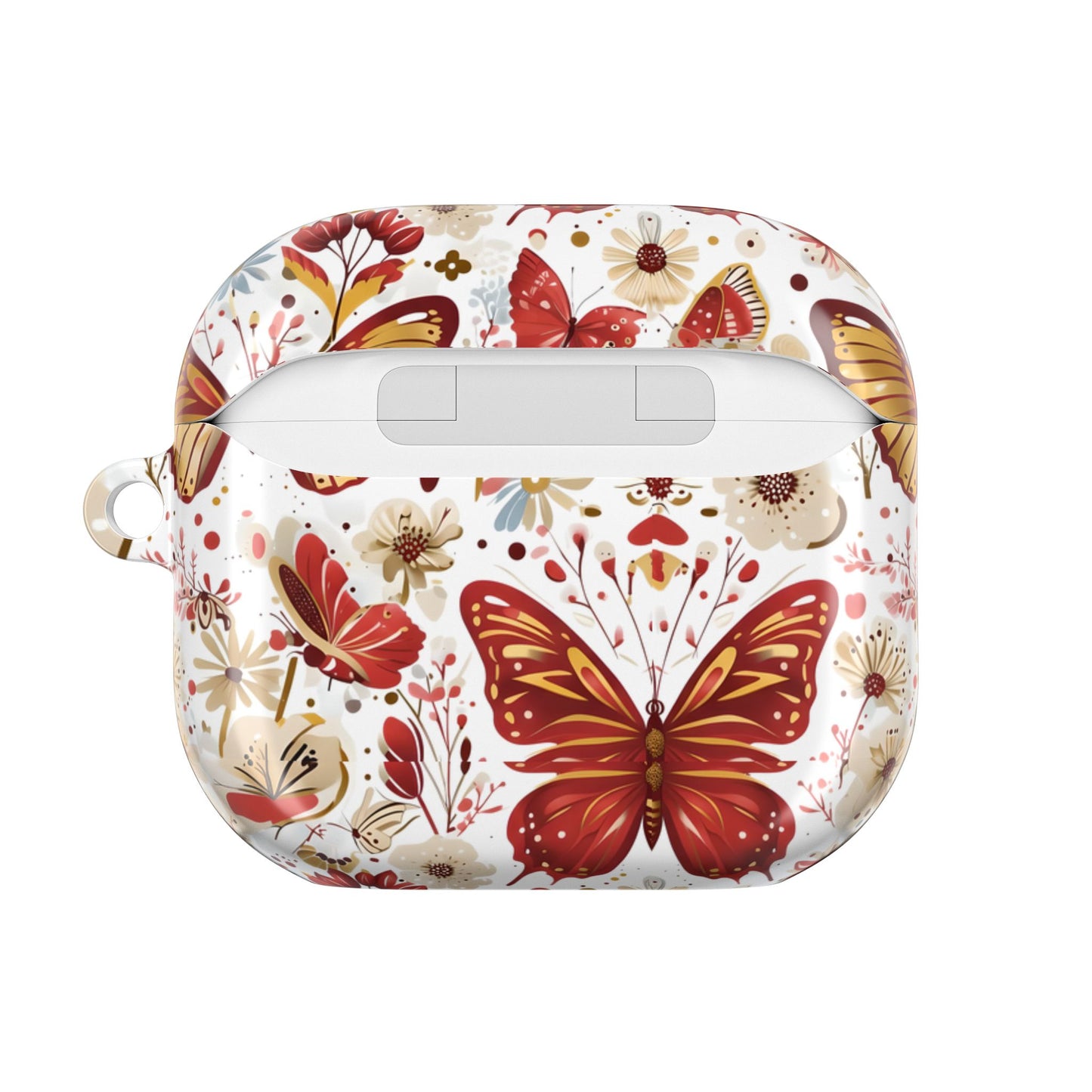 Gold & Red Butterfly Floral AirPod Case — Decorative Charging Case