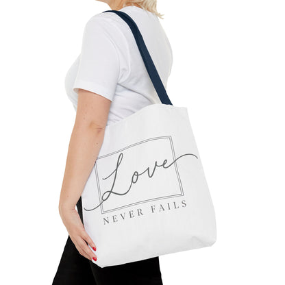 Love Never Fails Tote Bag