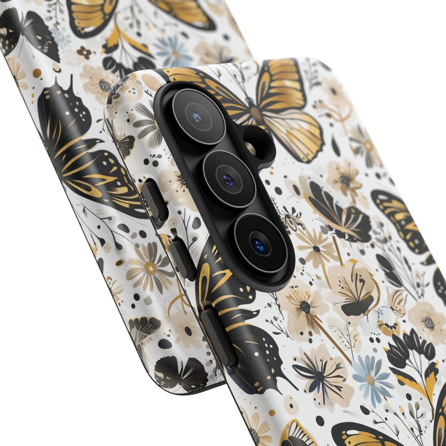 Black & Gold Butterfly Floral Phone Case - Seamless Pattern Design Cover