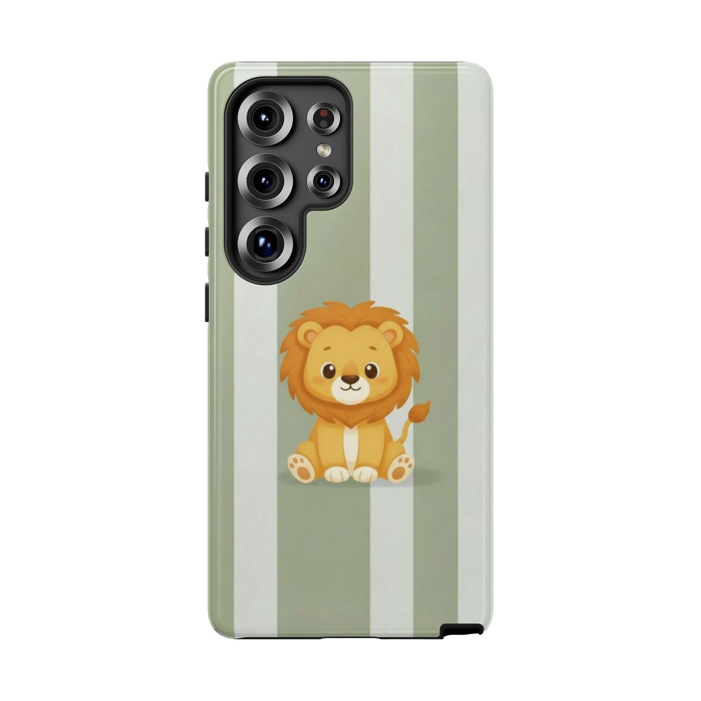 Baby Lion Phone Case — Olive green Striped Protective Design Cover