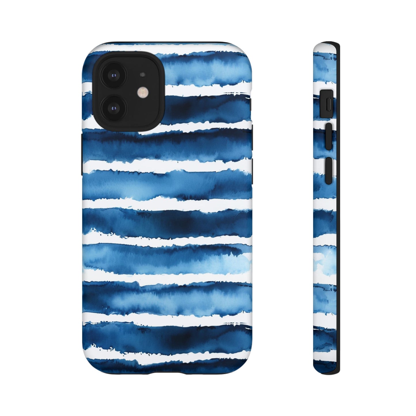 Blue & White Watercolor Stripe Tough Case