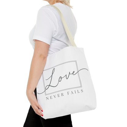 Love Never Fails Tote Bag