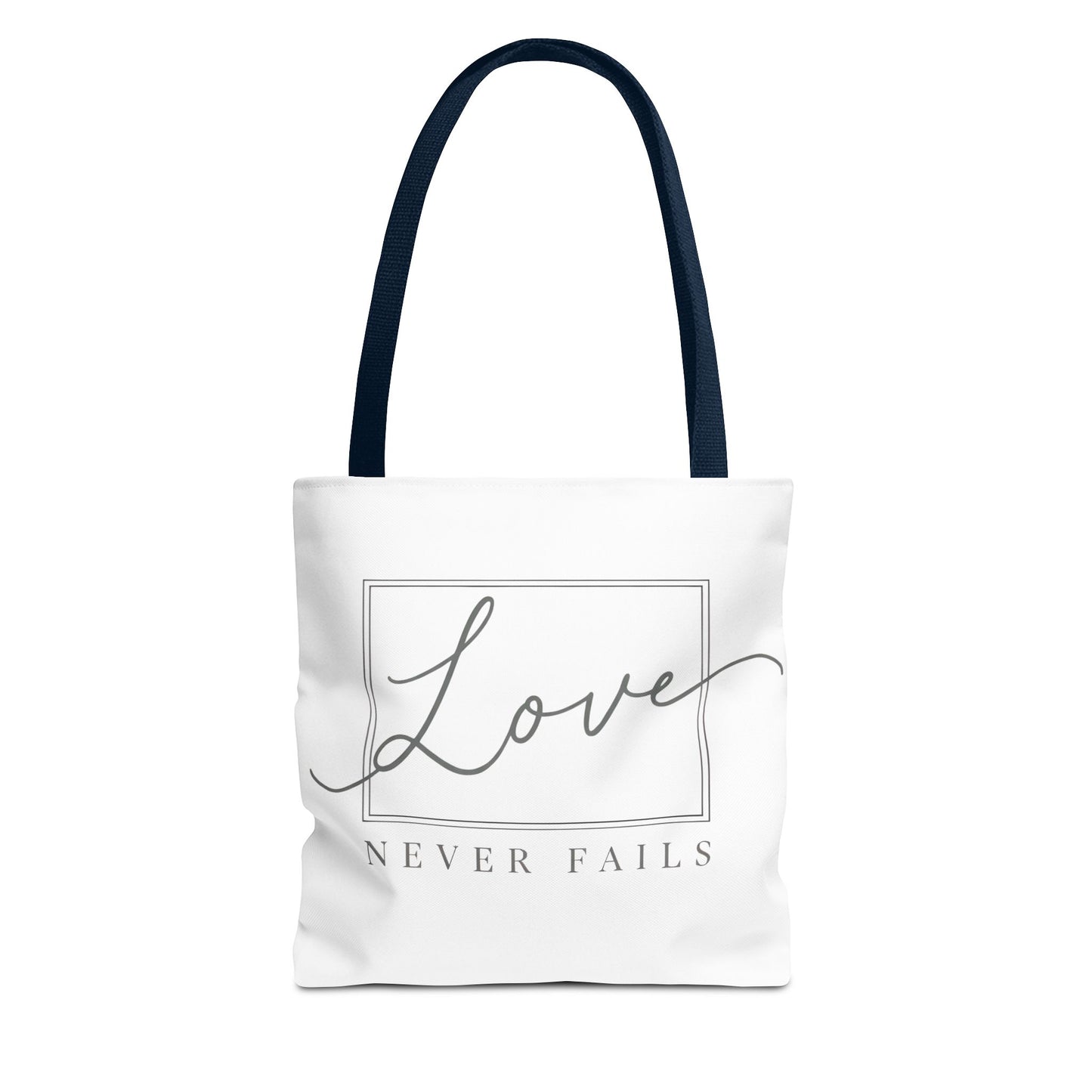 Love Never Fails Tote Bag