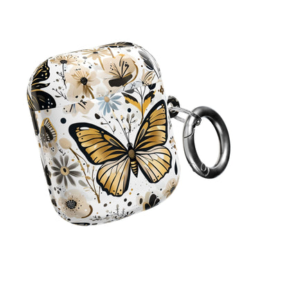 Gold & black Butterfly Floral AirPod Case — Decorative Charging Case