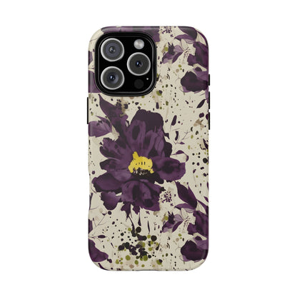 Royral Purple Watercolor Floral Phone Case — Seamless Pastel Flower Protective Design Cover