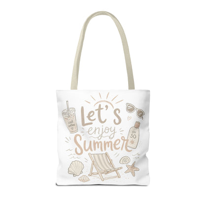 Let's Enjoy Summer Tote Bag — Beach Chair & Seashell Graphic