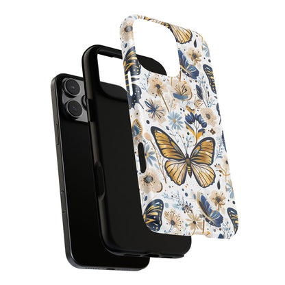 Navy & Gold Butterfly Floral Phone Case - Seamless Pattern Design Cover